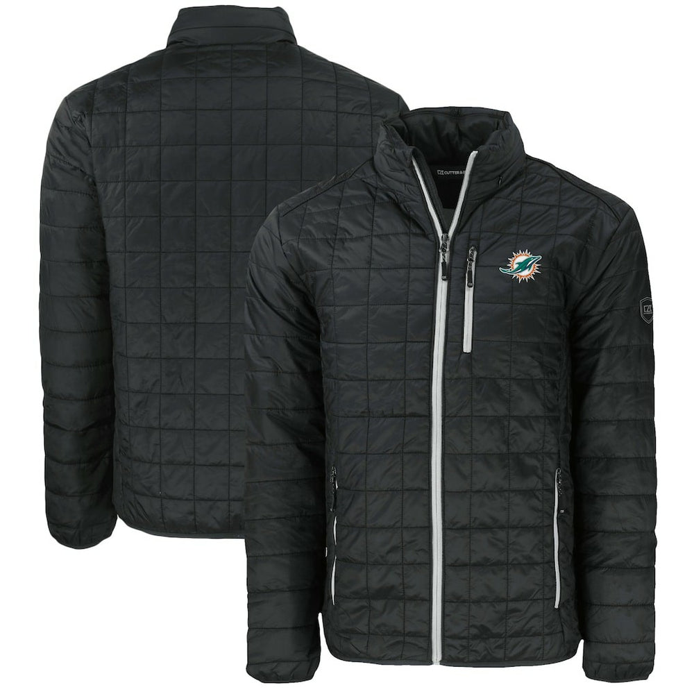 Miami Dolphins Cutter & Buck Big & Tall Rainier PrimaLoft Eco Insulated Full-Zip Puffer Jacket - Black outlet