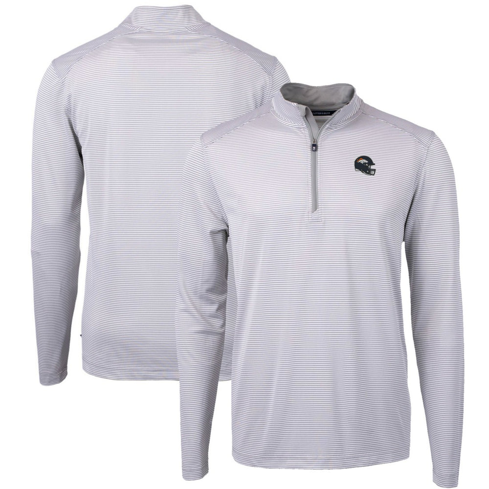 Denver Broncos Cutter & Buck Big & Tall Virtue Eco Pique Micro Stripe Tri-Blend Quarter-Zip Jacket - Gray outlet