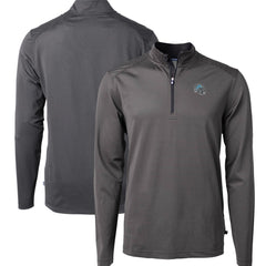 Detroit Lions Cutter & Buck Big & Tall Virtue Eco Pique Micro Stripe Tri-Blend Quarter-Zip Jacket - Black cheap