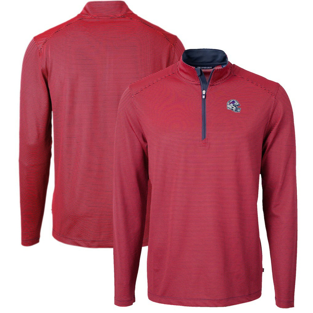 Buffalo Bills Cutter & Buck Big & Tall Virtue Eco Pique Micro Stripe Tri-Blend Quarter-Zip Jacket - Red online