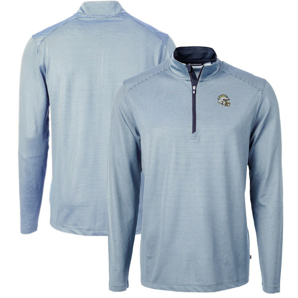 Los Angeles Chargers Cutter & Buck Big & Tall Virtue Eco Pique Micro Stripe Tri-Blend Quarter-Zip Jacket - Powder Blue online
