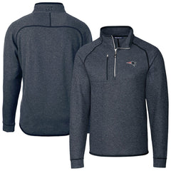New England Patriots Cutter & Buck Big & Tall Mainsail Sweater-Knit Half-Zip Jacket - Heather Navy sale