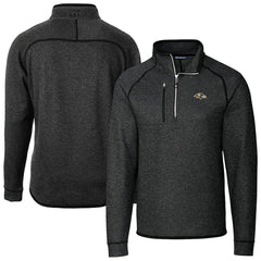 Baltimore Ravens Cutter & Buck Big & Tall Mainsail Sweater-Knit Half-Zip Jacket - Heather Charcoal on sale
