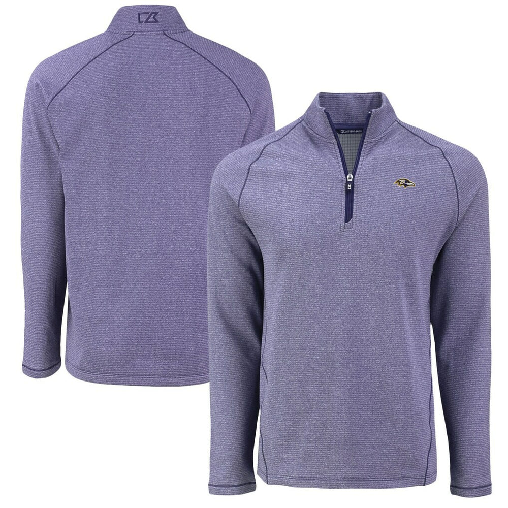 Baltimore Ravens Cutter & Buck Peshastin Eco Fleece Tri-Blend Raglan Recycled Quarter-Zip Jacket - Heather Purple for sale