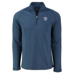 Chicago Bears Cutter & Buck Peshastin Eco Fleece Tri-Blend Raglan Recycled Quarter-Zip Jacket - Heather Navy on sale
