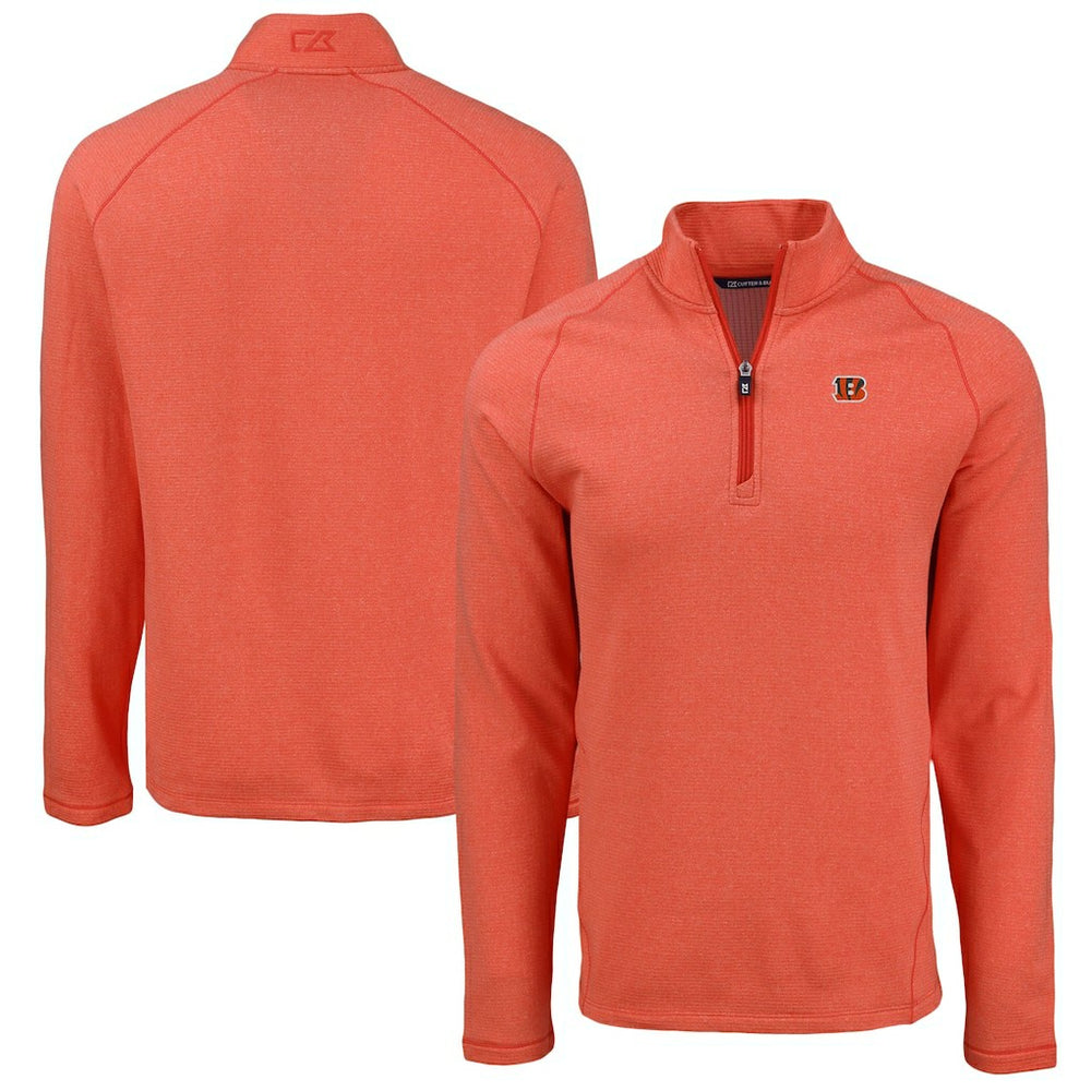 Cincinnati Bengals Cutter & Buck Peshastin Eco Fleece Tri-Blend Raglan Recycled Quarter-Zip Jacket - Heather Orange outlet