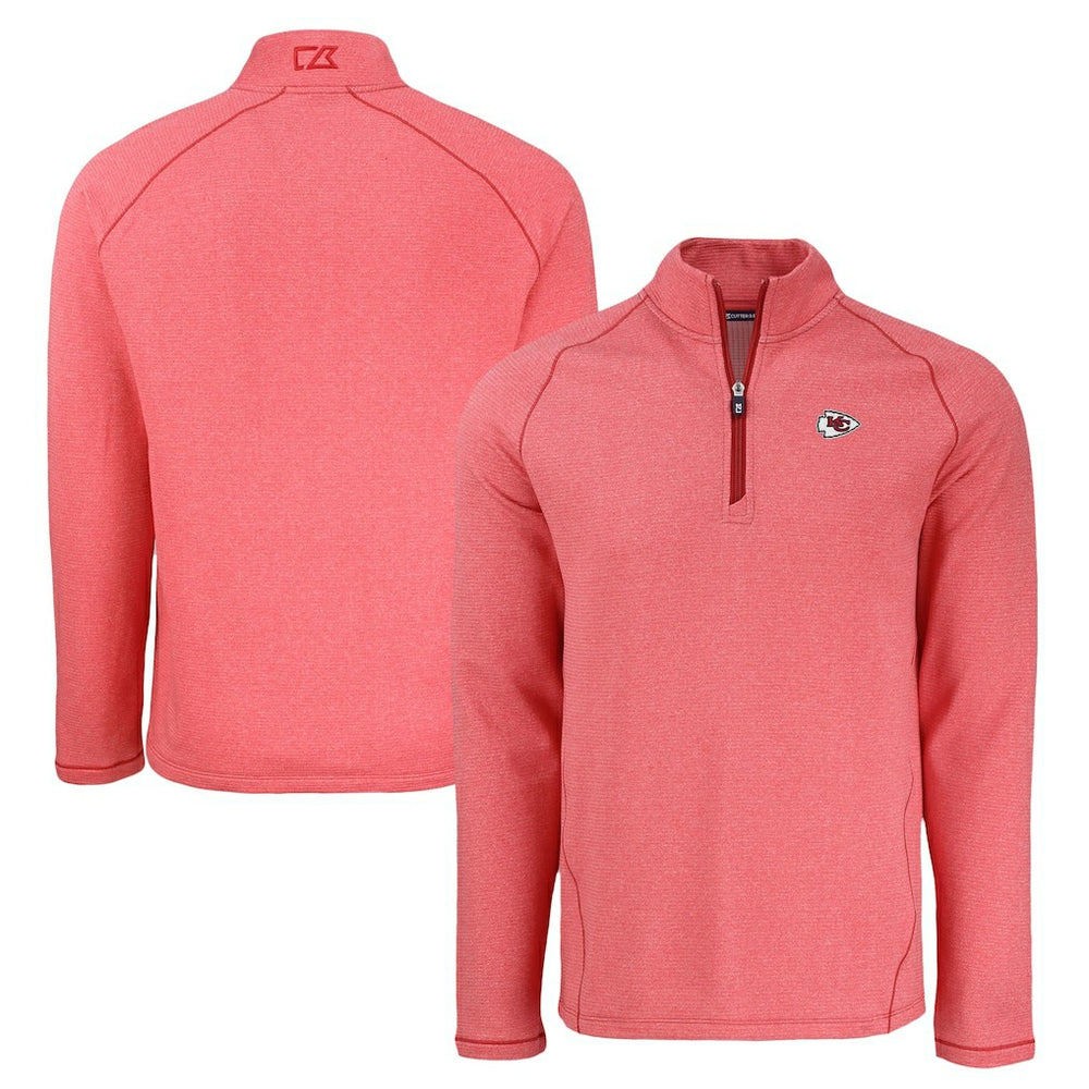 Kansas City Chiefs Cutter & Buck Peshastin Eco Fleece Tri-Blend Raglan Recycled Quarter-Zip Jacket - Heather Red outlet