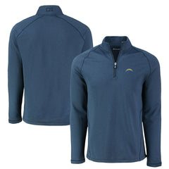 Los Angeles Chargers Cutter & Buck Peshastin Eco Fleece Tri-Blend Raglan Recycled Quarter-Zip Jacket - Heather Navy discount