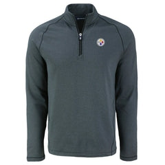 Pittsburgh Steelers Cutter & Buck Peshastin Eco Fleece Tri-Blend Raglan Recycled Quarter-Zip Jacket - Heather Black outlet