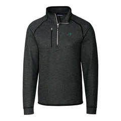Carolina Panthers Cutter & Buck Big & Tall Mainsail Sweater-Knit Raglan Half-Zip Jacket - Heather Charcoal for sale