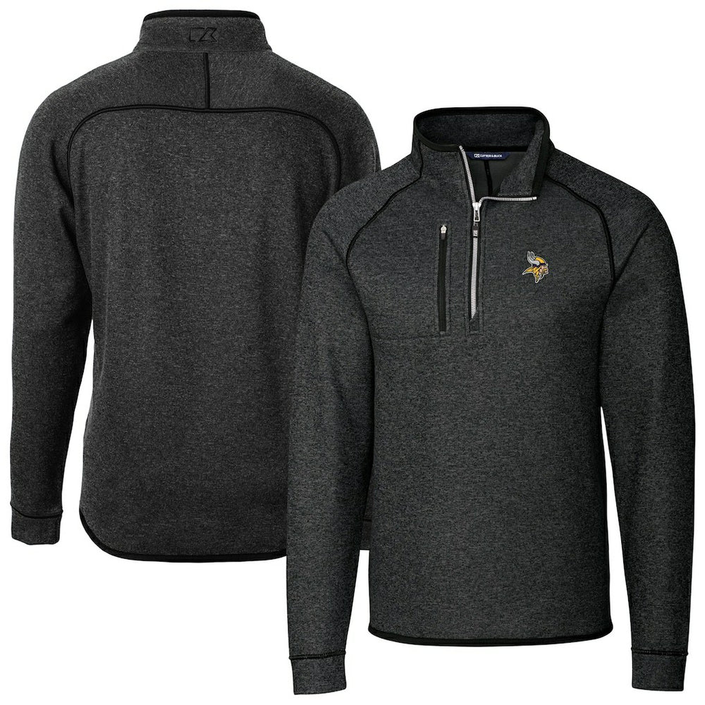Minnesota Vikings Cutter & Buck Big & Tall Mainsail Sweater-Knit Raglan Half-Zip Jacket - Heather Charcoal online