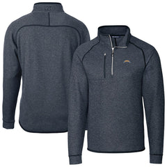 Los Angeles Chargers Cutter & Buck Big & Tall Mainsail Sweater-Knit Raglan Half-Zip Jacket - Heather Navy online