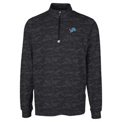 Detroit Lions Cutter & Buck Big & Tall Traverse Eco Camo Tri-Blend DryTec Quarter-Zip Jacket - Black cheap