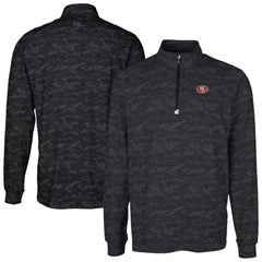 San Francisco 49ers Cutter & Buck Big & Tall Traverse Eco Camo Tri-Blend DryTec Quarter-Zip Jacket - Black cheap