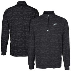 Philadelphia Eagles Cutter & Buck Big & Tall Traverse Eco Camo Tri-Blend DryTec Quarter-Zip Jacket - Black sale