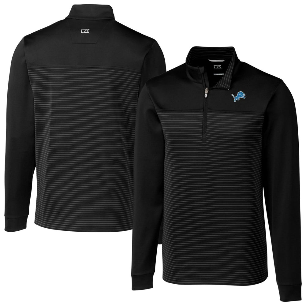Detroit Lions Cutter & Buck Traverse Eco Stripe Tri-Blend DryTec Quarter-Zip Jacket - Black cheap