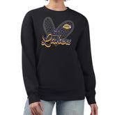 Los Angeles Lakers G-III 4Her by Carl Banks Women's Leopard Heart Fleece Pullover Sweatshirt - Black on sale