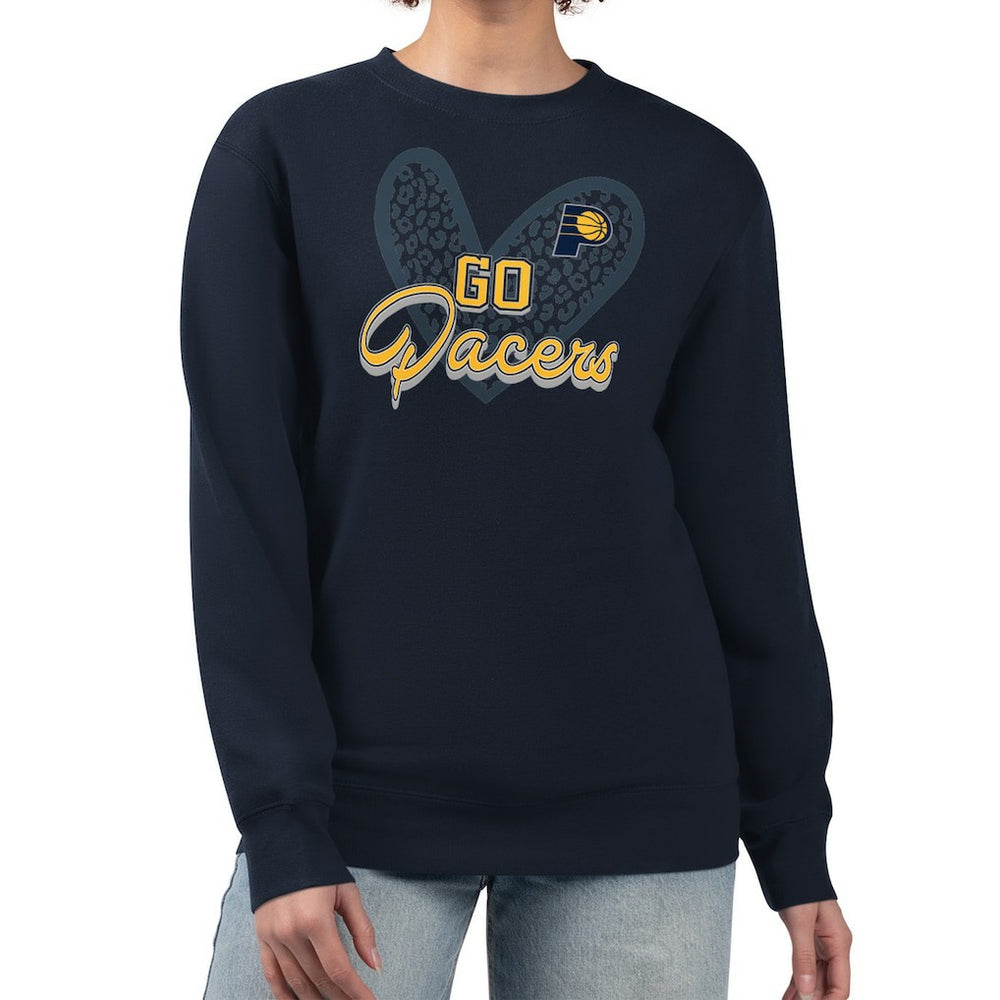 Indiana Pacers G-III 4Her by Carl Banks Women's Leopard Heart Fleece Pullover Sweatshirt - Navy discount