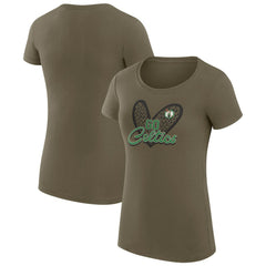 Boston Celtics G-III 4Her by Carl Banks Women's Super-Slim Fit Lightweight Leopard Heart T-Shirt - Hunter Green for sale