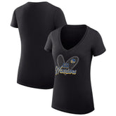 Golden State Warriors G-III 4Her by Carl Banks Women's Super-Slim Fit Lightweight Leopard Heart V-Neck T-Shirt sale - Black for sale