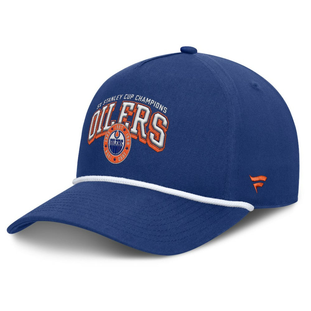 Edmonton Oilers Fanatics Decades Collection A-Frame Rope Adjustable Hat - Royal Hats