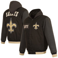New Orleans Saints JH Design Reversible Twill Hoodie Full-Zip Jacket - Black online