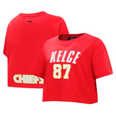 Travis Kelce Kansas City Chiefs Pro Standard Women's Player Name & Number Cropped Boxy T-Shirt - Red cheap