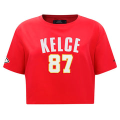 Travis Kelce Kansas City Chiefs Pro Standard Women's Player Name & Number Cropped Boxy T-Shirt - Red cheap