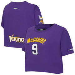 J.J. McCarthy Minnesota Vikings Pro Standard Women's Player Name & Number Cropped Boxy T-Shirt - Purple online