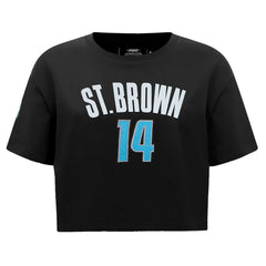 Amon-Ra St. Brown Detroit Lions Pro Standard Women's Player Name & Number Cropped Boxy T-Shirt - Black on sale