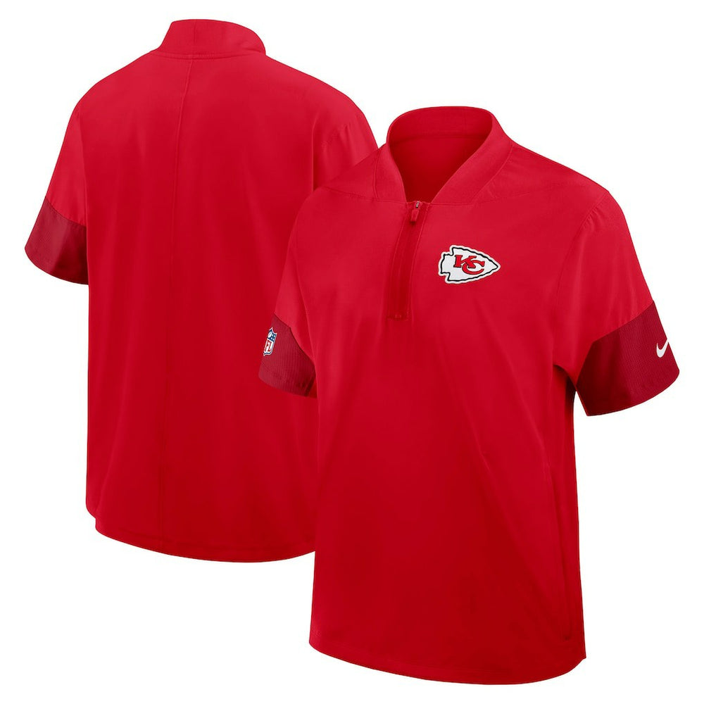 Kansas City Chiefs Sideline Short Sleeve Quarter-Zip Dri-FIT Coach Jacket - Red cheap