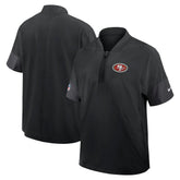 San Francisco 49ers Sideline Short Sleeve Quarter-Zip Dri-FIT Coach Jacket - Black cheap