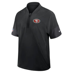 San Francisco 49ers Sideline Short Sleeve Quarter-Zip Dri-FIT Coach Jacket - Black cheap
