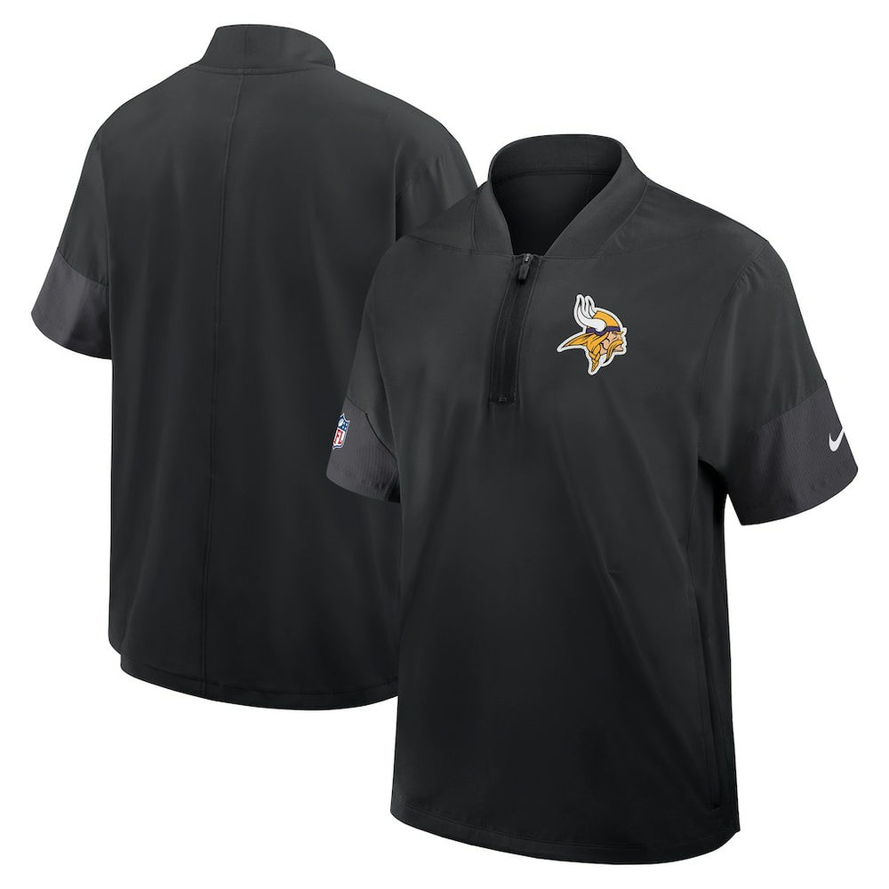 Minnesota Vikings Sideline Short Sleeve Quarter-Zip Dri-FIT Coach Jacket - Black sale