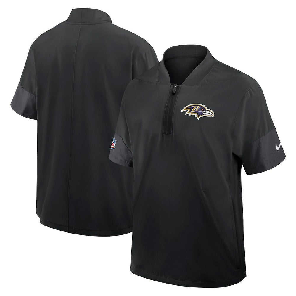 Baltimore Ravens Sideline Short Sleeve Quarter-Zip Dri-FIT Coach Jacket - Black on sale