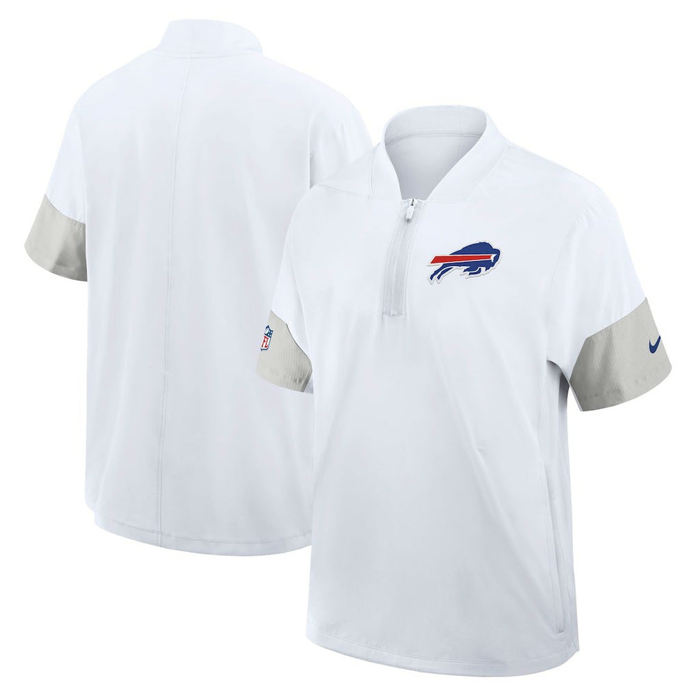 Buffalo Bills Sideline Short Sleeve Quarter-Zip Dri-FIT Coach Jacket - White on sale