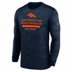 Denver Broncos Sideline Velocity Performance Long Sleeve T-Shirt - Navy sale