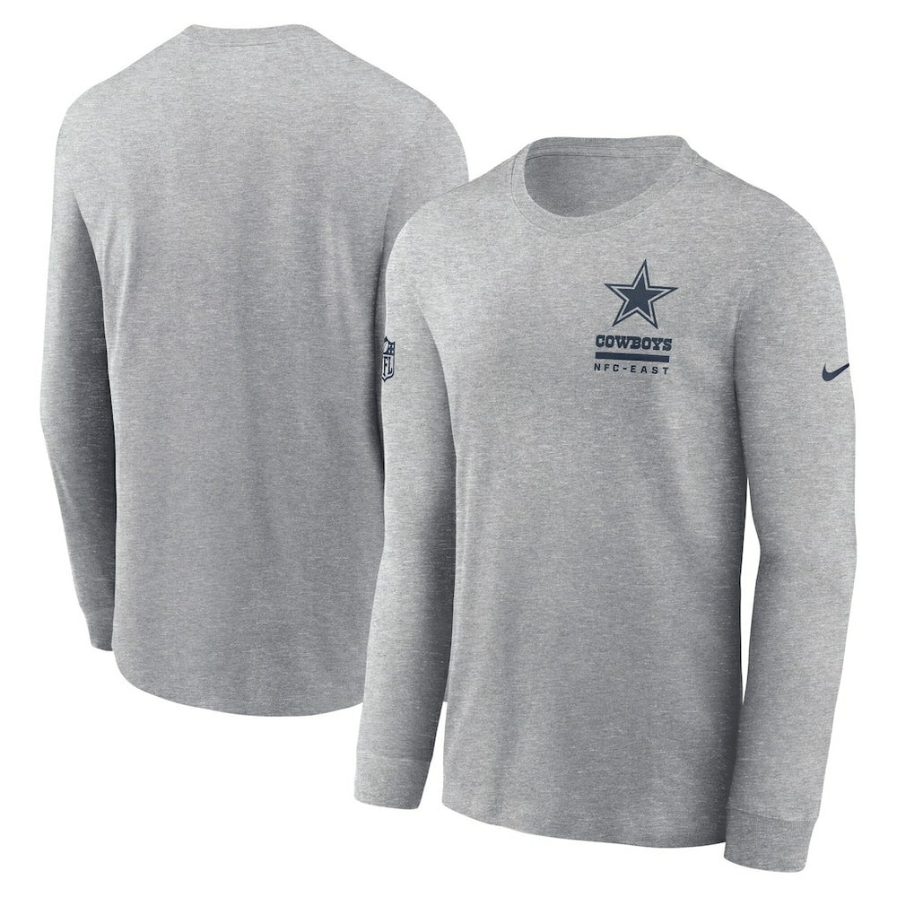 Dallas Cowboys Sideline Dri-FIT Long Sleeve T-Shirt - Heather Gray sale