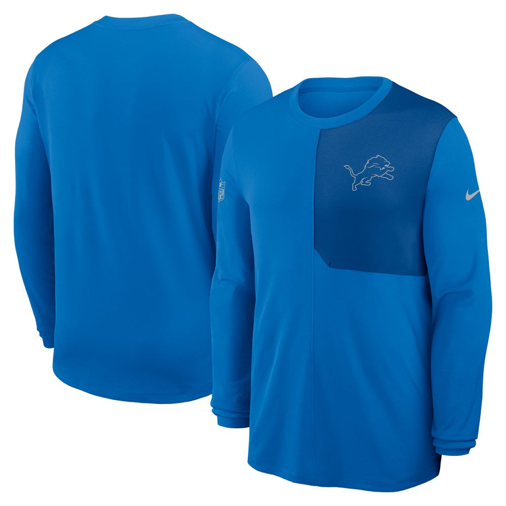 Detroit Lions Sideline Coach UV Dri-FIT Long Sleeve Shirt - Blue discount
