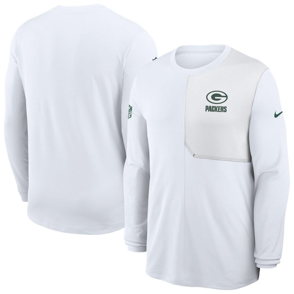 Green Bay Packers Sideline Coach UV Dri-FIT Long Sleeve Shirt - White for sale