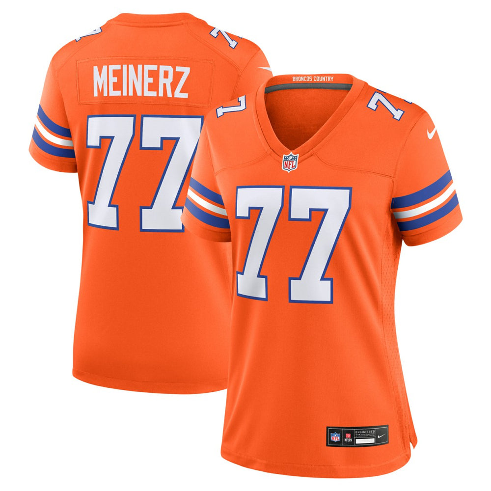Quinn Meinerz Denver Broncos Women's Mile High Collection 1977 Throwback Player Game Jersey - Orange online