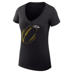 Baltimore Ravens G-III 4Her by Carl Banks Women's Super-Slim Fit Lightweight Subtle Football V-Neck T-Shirt - Black cheap