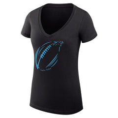 Carolina Panthers G-III 4Her by Carl Banks Women's Super-Slim Fit Lightweight Subtle Football V-Neck T-Shirt - Black discount