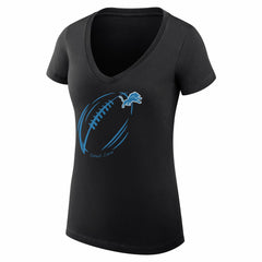 Detroit Lions G-III 4Her by Carl Banks Women's Super-Slim Fit Lightweight Subtle Football V-Neck T-Shirt - Black discount
