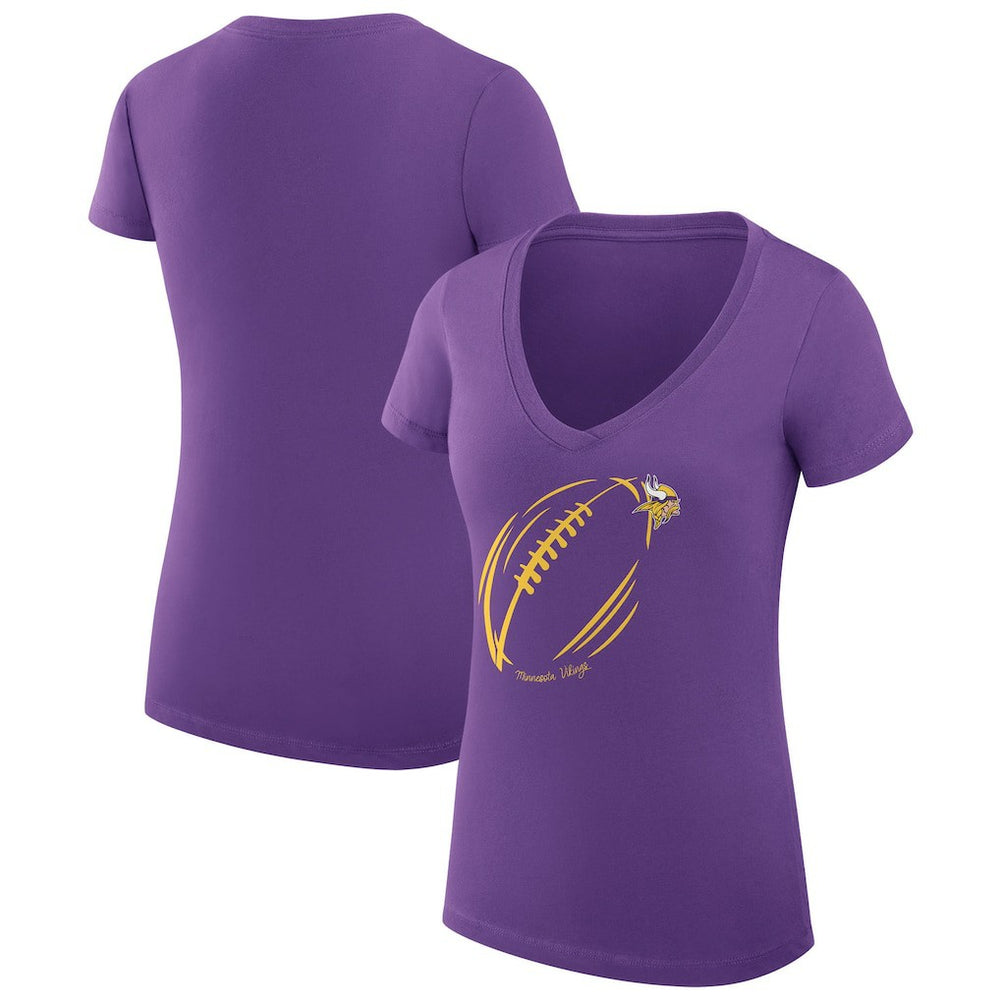 Minnesota Vikings G-III 4Her by Carl Banks Women's Super-Slim Fit Lightweight Subtle Football V-Neck T-Shirt - Purple for sale