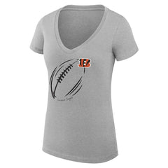 Cincinnati Bengals G-III 4Her by Carl Banks Women's Super-Slim Fit Lightweight Subtle Football V-Neck T-Shirt - Heather Gray on sale