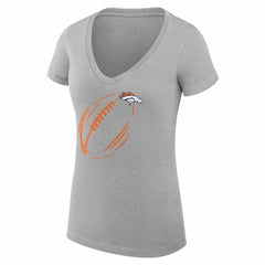 Denver Broncos G-III 4Her by Carl Banks Women's Super-Slim Fit Lightweight Subtle Football V-Neck T-Shirt - Heather Gray outlet