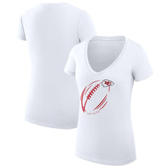 Kansas City Chiefs G-III 4Her by Carl Banks Women's Super-Slim Fit Lightweight Subtle Football V-Neck T-Shirt - White for sale