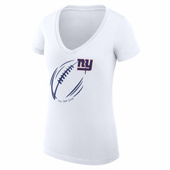 New York Giants G-III 4Her by Carl Banks Women's Super-Slim Fit Lightweight Subtle Football V-Neck T-Shirt - White sale