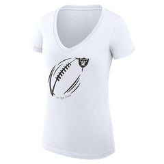 Las Vegas Raiders G-III 4Her by Carl Banks Women's Super-Slim Fit Lightweight Subtle Football V-Neck T-Shirt - White sale